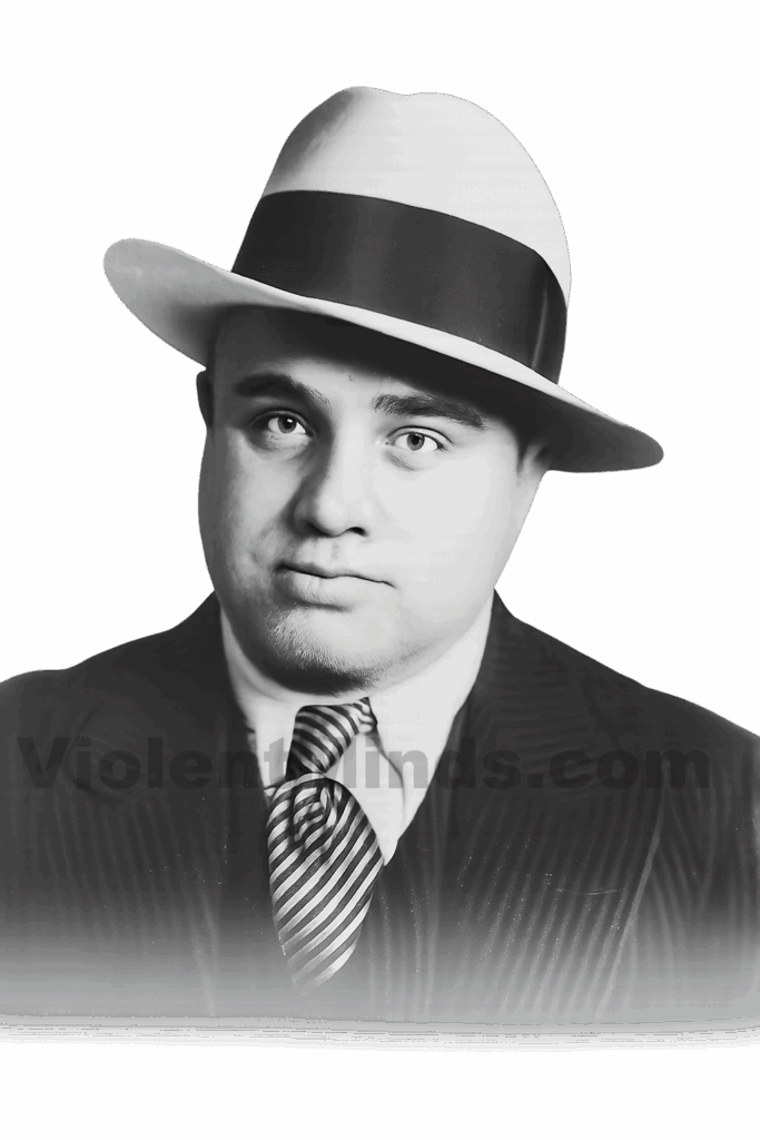 Digitally enhanced and re-rendered portrait of notorious mobster Al Capone, based on an original mugshot from the Philadelphia Police Department. Capone was arrested that day for carrying a concealed, unlicensed firearm while traveling through Philadelphia. The mugshot was part of the formal booking process after he was taken into custody and later sentenced to a year in the Eastern State Penitentiary.