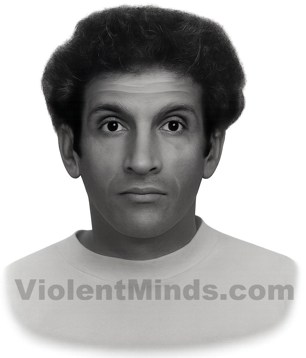 Digitally enhanced and re-rendered portrait of Angelo Buono, one of the Hillside Stranglers, based on an original mugshot from the Glendale Police Department in 1979. Buono was arrested at his home and auto upholstery shop located at 703 E Colorado Street, Glendale, California.