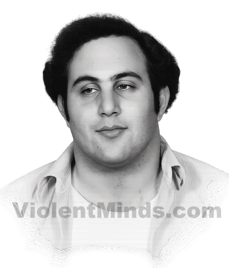 Digitally enhanced and re-rendered portrait of David Richard Berkowitz, the "Son of Sam" killer, based on an original mugshot from the New York City Police Department 84th Precinct station in Brooklyn. He was arrested outside his apartment building at 35 Pine Street in Yonkers, New York.