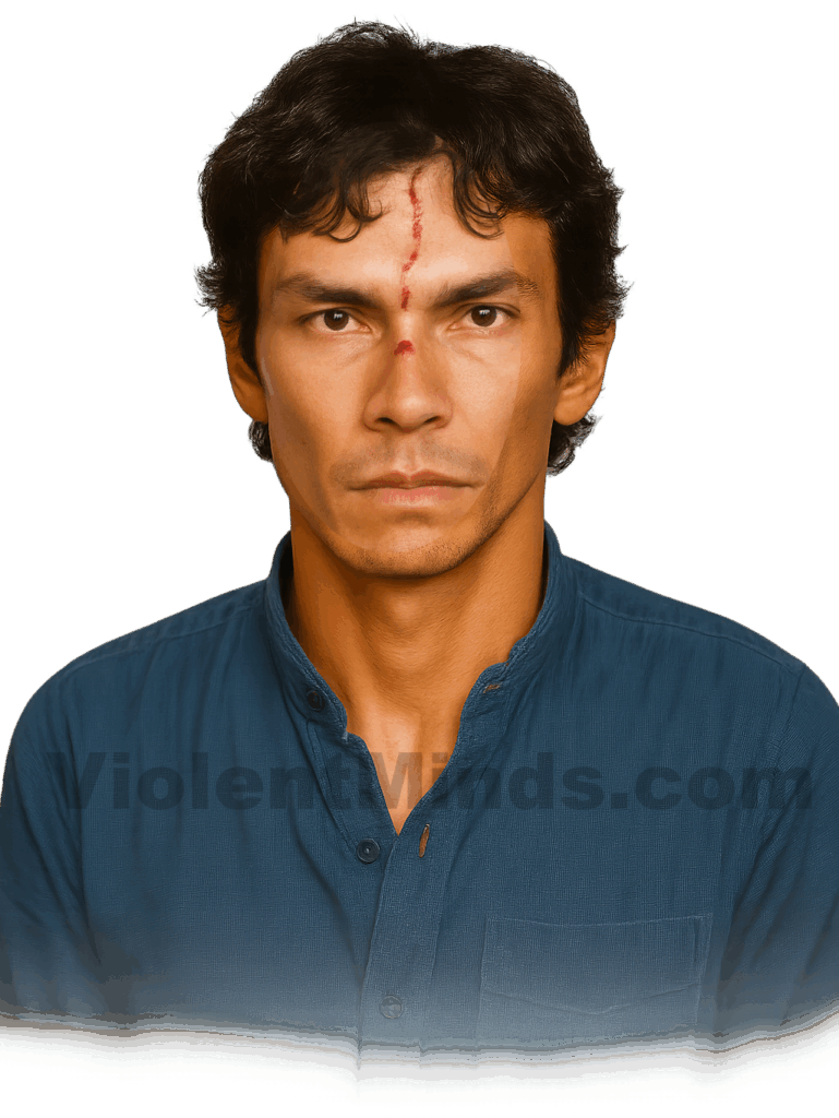 Digitally enhanced and re-rendered portrait of Richard Ramirez, also known as the "Night Stalker", based on an original mugshot from the Los Angeles County Sheriff's Department. Ramirez was arrested on May 14, 1983, when a CHP officer conducted a traffic stop on Kraft because his vehicle was being driven erratically. This took place on Interstate 5 near Mission Viejo, in Orange County, California.