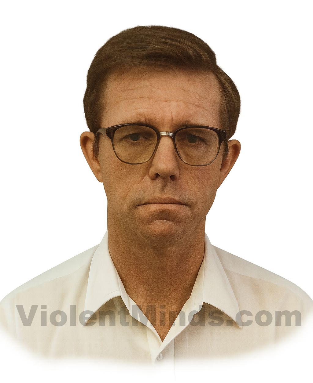 Digitally enhanced and re-rendered mugshot of Robert Hansen, also known as the Butcher Baker a notorious serial killer from Alaska. This mugshot was taken shortly after Hansen’s arrest in 1983, which followed an intense investigation into the disappearances of several women in the Anchorage area. Hansen abducted, raped, and murdered at least 17 wome between 1971 and 1983.