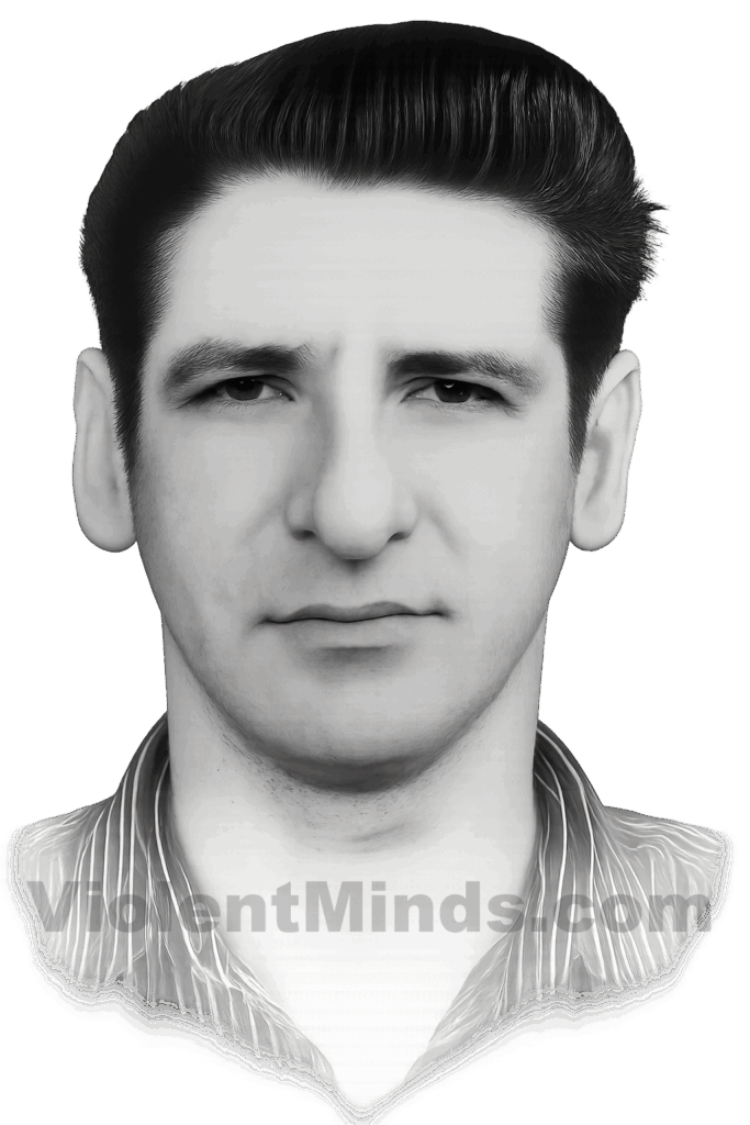 Digitally enhanced and re-rendered mugshot of Albert DeSalvo, infamously known as The Boston Strangler, taken during the early 1960s following his arrest in connection with a string of brutal murders that terrorized the Boston area between 1962 and 1964. DeSalvo confessed to the sexual assaults and strangulations of 13 women, although doubts still surround whether he committed all the killings attributed to the Strangler. He was never tried for the murders but was sentenced to life in prison on unrelated rape charges. He was later stabbed to death in prison in 1973 under suspicious circumstances.