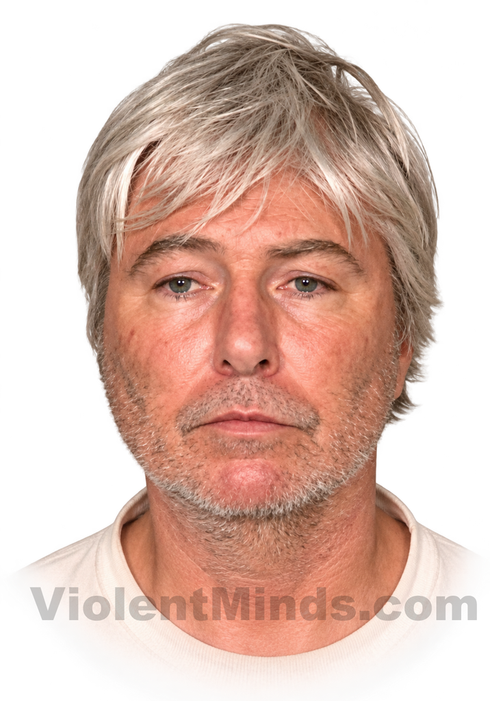 Digitally re-rendered booking photograph of Thomas Randolph, the Nevada man known as the "Black Widower," who was arrested in connection with the May 2008 shooting deaths of his sixth wife, Sharon Causse, and Michael James Miller at his Las Vegas home. Randolph was taken into custody in 2009 and subsequently charged with two counts of murder. He was convicted in 2017, but that conviction was overturned in 2020. Following a retrial in 2023, Randolph was again convicted and sentenced to 60 years to life in prison.